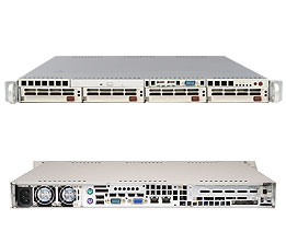 SuperServer 5015M-mT, E7230/DC, 1066Mhz, Video, 2x GB Lan, 4x HS SATA+Raid, DDR2(8GB) 1U, 300W