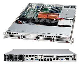 Supermicro SC815S-R650V, 1U RM, 4x HS SCA+1x Slim CD Bays, 1x FF/1x LP, 650W(1+1) P.S