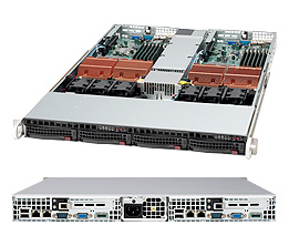 SuperServer 6015TC-10GB, 2x2 LGA771/QC, Video, 2x2 10GB Lan, 2x2 HS SATA, DDR2/48GB, Twin 1U/980W