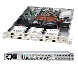 Supermicro SC812L-520U, 1U RM, UIO, No Exposed/3x Int HDD Bays, 520W P.S
