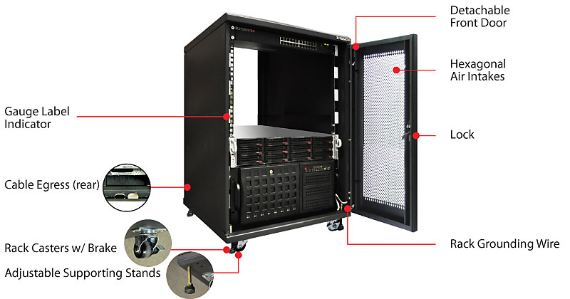 Supermicro CSE-RACK14U, 14U Mini Rack Cabinet, 21.65" x 34.65" x 30.64" (WxDxH)