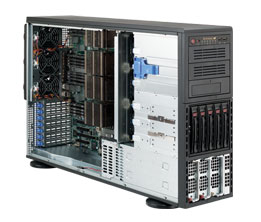 Supermicro SC748TQ-R1400, 4U RM/Tower, 5x HS SATA2/SAS+2x 5.25"+1x 3.5" Ext Bays, 1400W(1+1), 80+