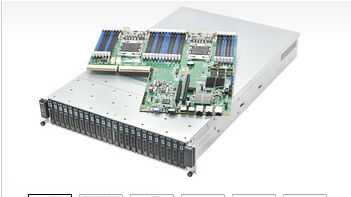 Quanta X22RQ-2E, 2x X9/8C, Video, 2x GB NIC, 24x 2.5" HS SATA+SAS Exp, IPMI, D3(768GB), 2U/1100W,80+