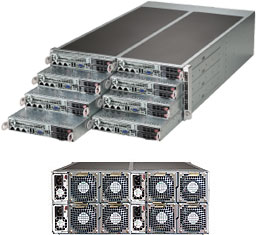 Super F618R2-FT,8x Node,F I/O,2xE5-2600v4,Video,2x GB,2x HS 2.5" SATA3(C612),IPMI,D4(1TB),4U/R1620W