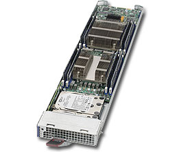 Super MiroBlade MBi-6128R-T2, 2x E5-2600v4 Node, 4x 1Gb/s, 2x 2.5" Int Bays, 1x SATA DOM, D4(256GB)