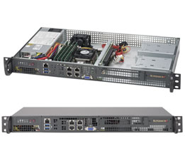 Super 5018D-FN4T, Xeon D-1540, Video, 2x GB Lan, 2x Int SATA3 Bays, IPMI,D4/128GB,1U/200W(Low Noise)