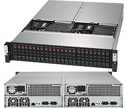 Super 927R-E2CJB, 2x Nodes SBB JBOD, 24x HS 2.5" SAS3(12Gbps) via AOM-SAS3-937EL-JB, IPMI, 2U/R1200W