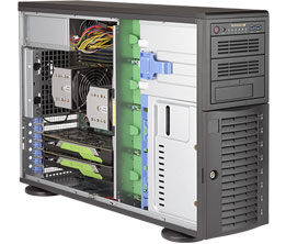Super 7049A-T, 2x LGA3647, 6x PCIe, Video,HD Audio,2x 1GB,8x HS SATA3(C621)+R,D4(2TB),4U/Tower/1200W