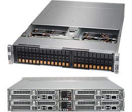 Super 2123BT-HNR, 4x Nodes, 2x AMD 7000, Video,1xSIOM,6xHS 2.5" NVMe Bays,IPMI,D4(2TB),2U RM,R2200W