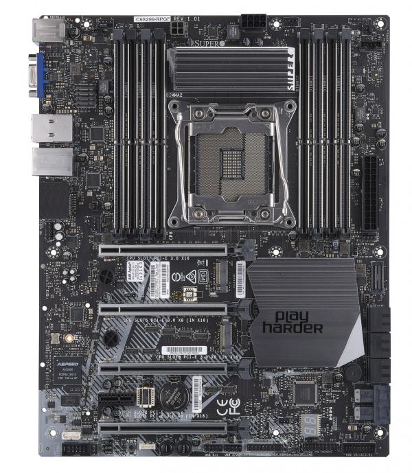 Super C9X299-RPGF,Core i5/i7/i9(LGA2066), 5xPCIe, VGA, 2x GB LAN, 6x SATA3+R,M.2/U.2,DDR4(128GB)