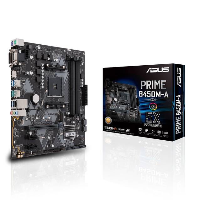 Asus PRIME B450M-A/CSM Socket AM4/ AMD B450/ DDR4/ SATA3&USB3.1/ M.2/ A&GbE/ MicroATX Motherboard