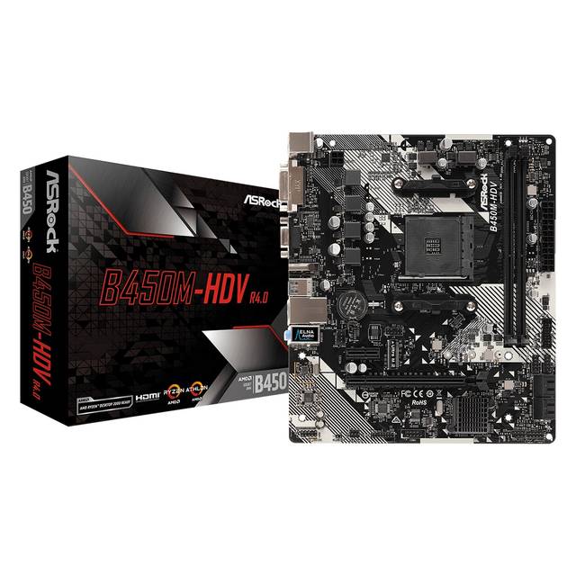 ASRock B450M-HDV R4.0 Socket AM4/ AMD Promontory B450/ DDR4/ SATA3&USB3.1/ M.2/ A&GbE/ MicroATX