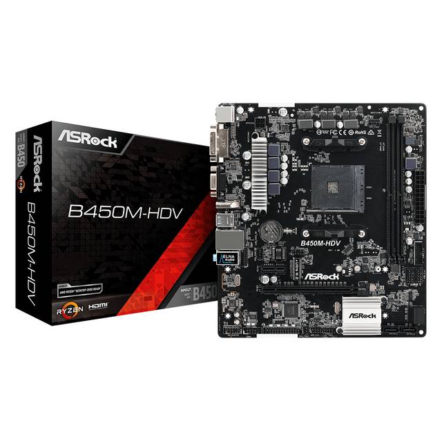 ASRock B450M-HDV Socket AM4/ AMD Promontory B450/ DDR4/ SATA3&USB3.1/ M.2/ A&GbE/ MicroATX