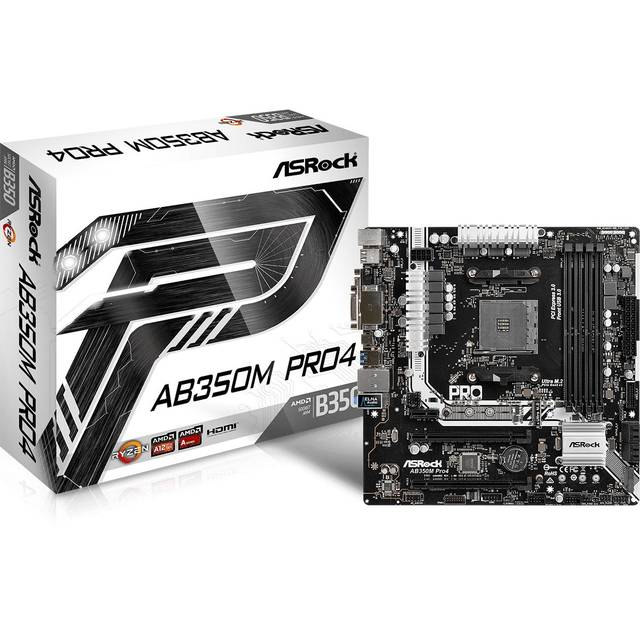 ASRock AB350M PRO4 Socket AM4/ AMD B350/ DDR4/ SATA3&USB3.0/ M.2/ A&GbE/ MicroATX Motherboard