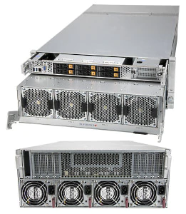 Super 4124GO-NART,2xAMD 7003,Up to 8xGPs,AIOM LAN,6xHS 2.5" U.2 NVMe,IPMI,D4(8TB),4U RM,R2200W(3+1)