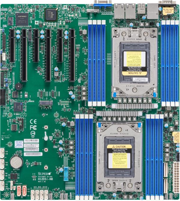 Supermicro H12DSi-N6, 2xAMD 7003/SP3,6xPCIe 4.0,VGA,2xGB/BCM5720L,10xSATA3,4xNVMe+M.2,IPMI,DDR4(4TB)
