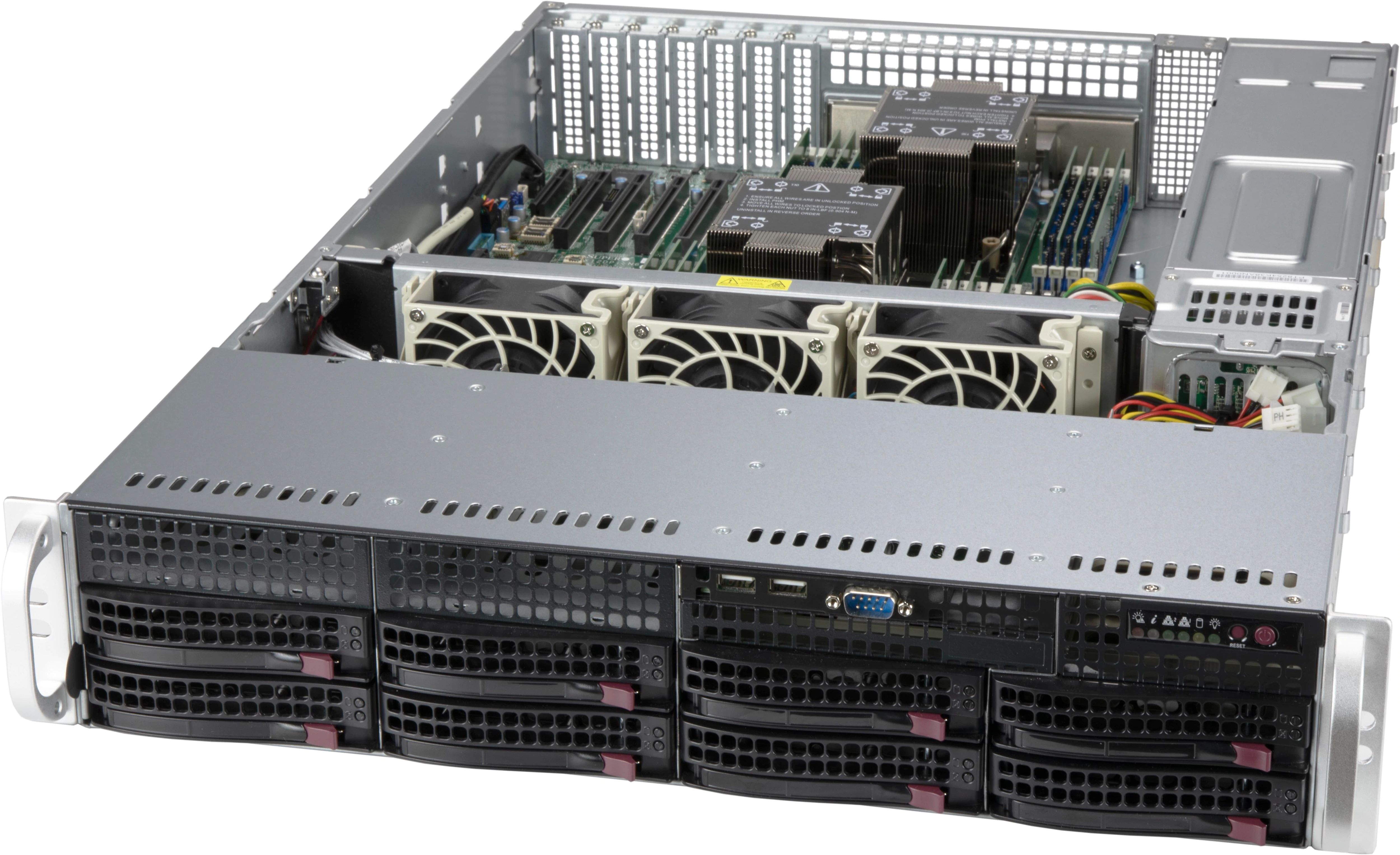 Supermicro SC825BTQC-R1K23LP, 2U RM,8x HS SAS3(12Gb/s)+2x Fixed 3.5" Bays,7x LP FL Slots,R1200W(1+1)