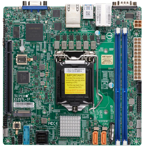 Super X12STL-iF, LGA-1200/E-2300, VGA, 1x PCI4.0(x16), 2x GB LAN, 6x SATA3+R, M.2, IPMI, D4(64GB)