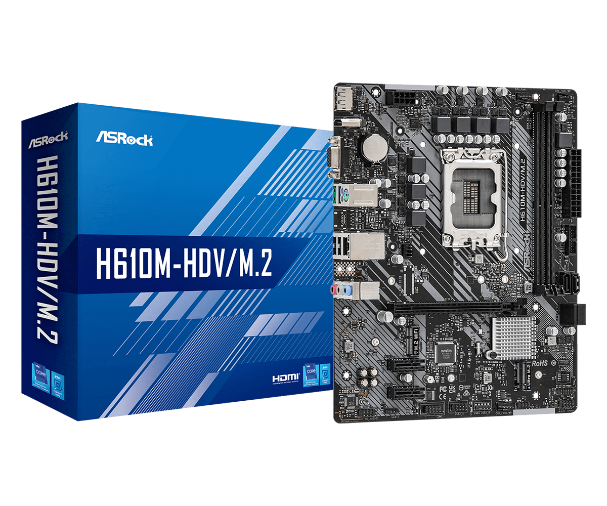 ASRock Motherboard H610M-HDV/M.2 H610 LGA1700 Max64GB DDR4 PCI Express SATA USB MicroATX