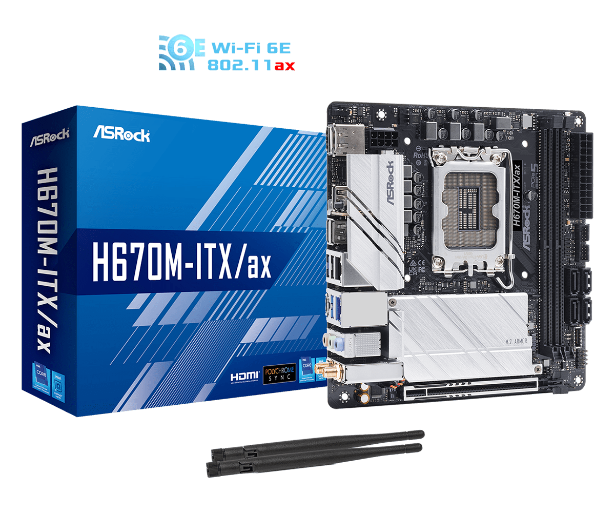 ASRock H670M-ITX/AX H670 LGA1700 Max64GB DDR4 Mini-ITX