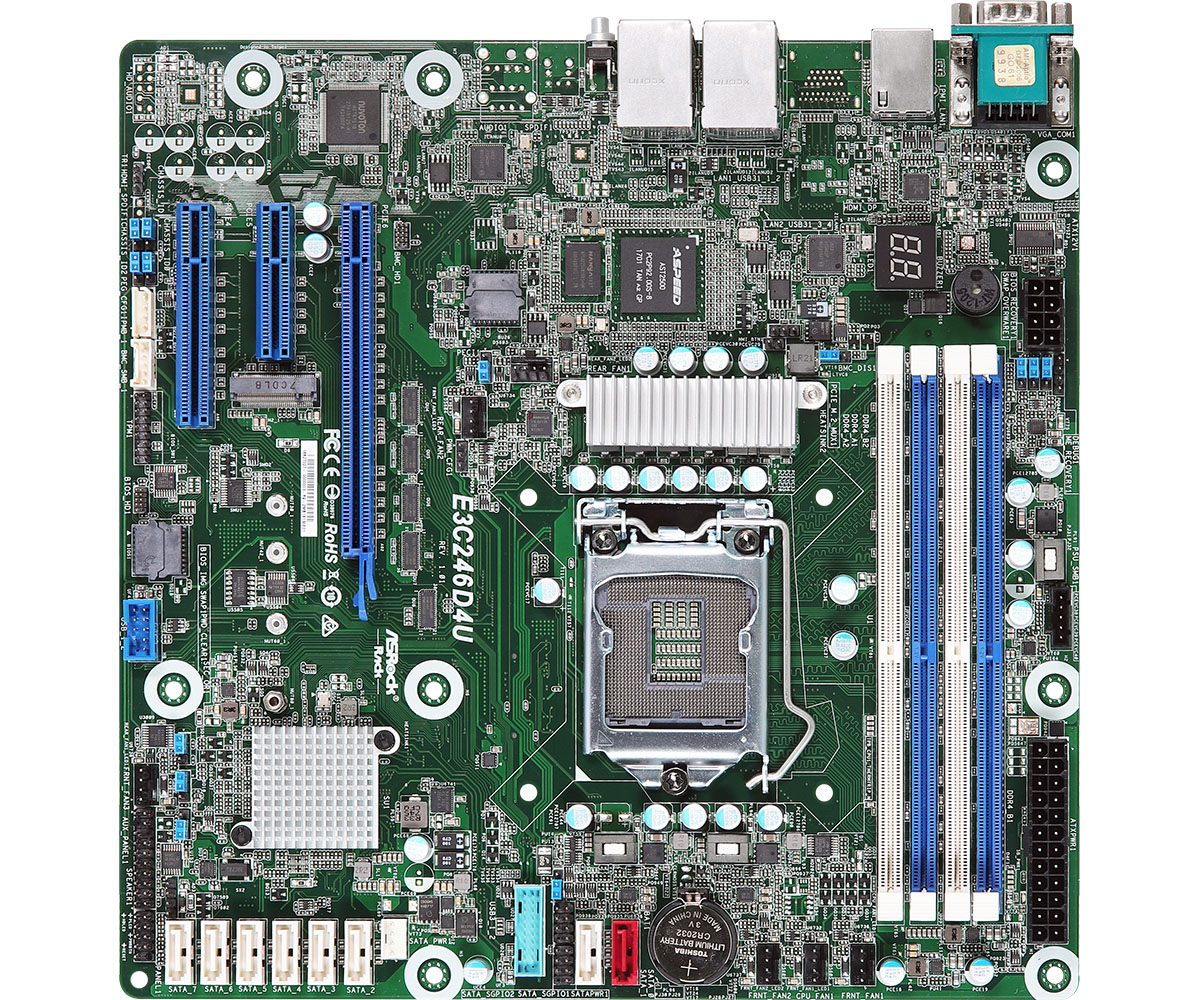 ASRock E3C246D4U Bulk E-2100 LGA1151 C246 DDR4 Max.64GB SATA3 PCIE3.0 mATX