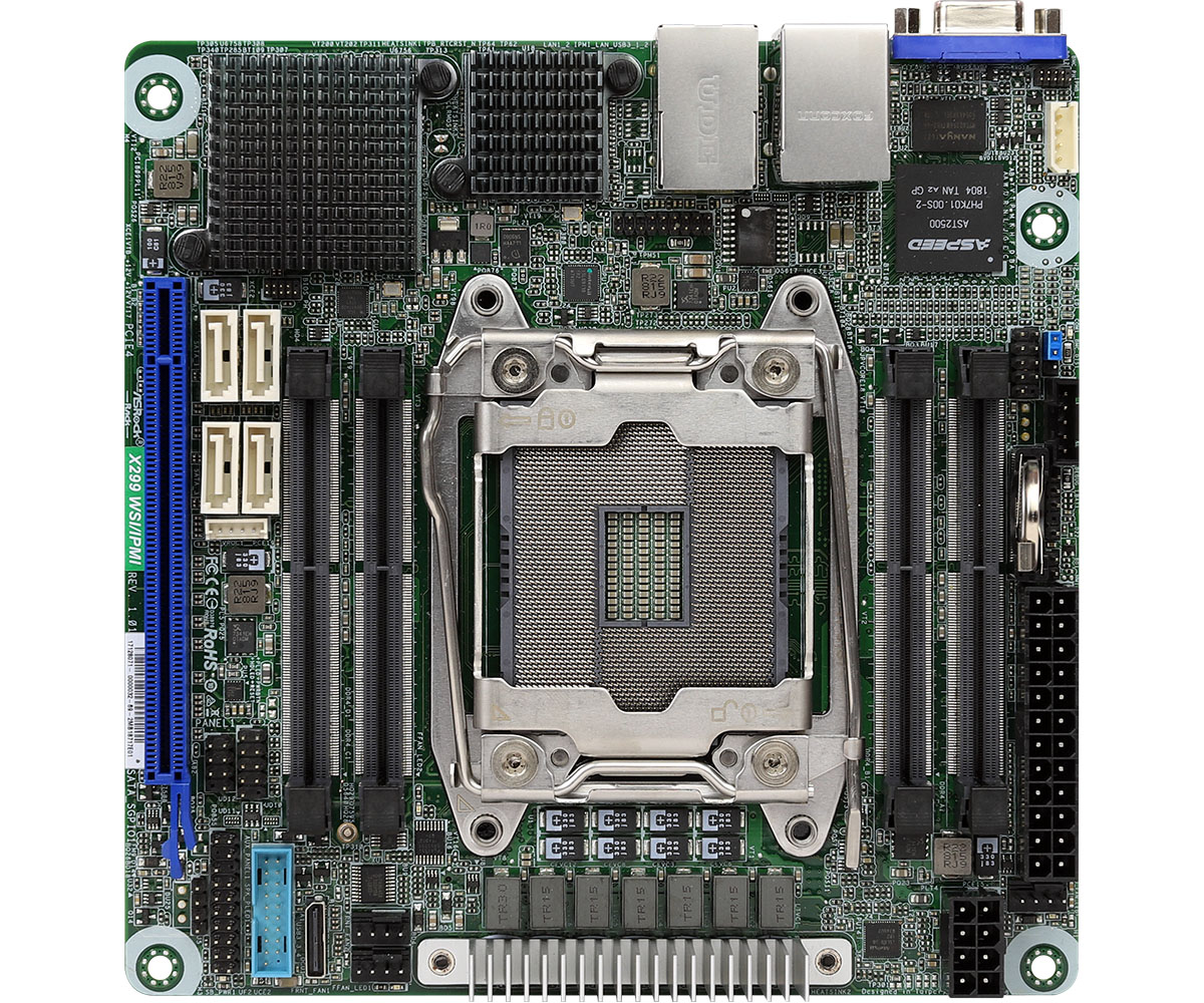 ASRock Motherboard X299 WSI/IPMI Socket R4 LGA2066 X299 Max32GB DDR4 PCI Express Mini ITX