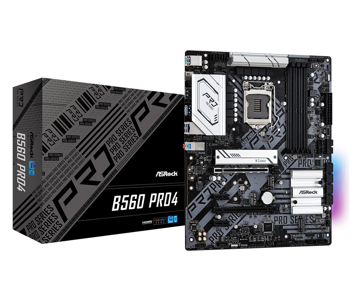 ASRock B560 PRO4 B560 LGA1200 Max128GB DDR4 PCIe ATX