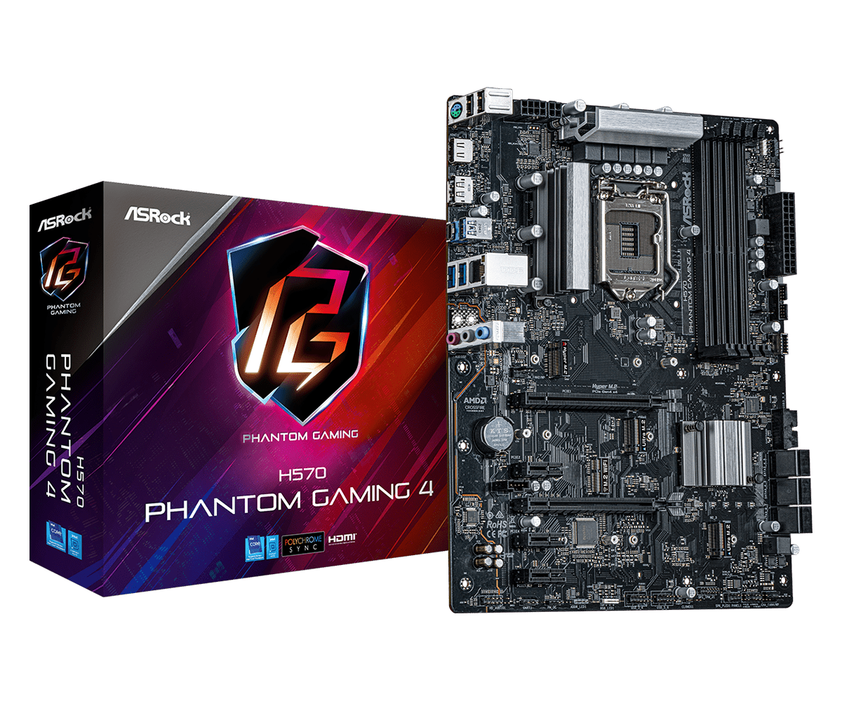 ASRock H570 PHANTOM GAMING 4 LGA1200 H570 Max128GB DDR4 PCIE ATX