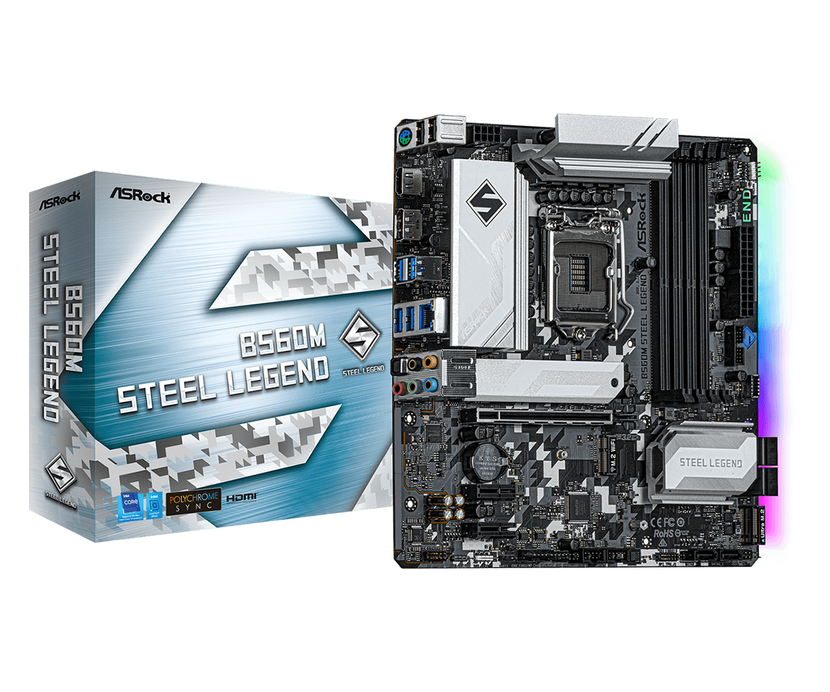 ASRock B560M STEEL LEGEND B560 LGA1200 Max128GB DDR4 PCIE Micro ATX