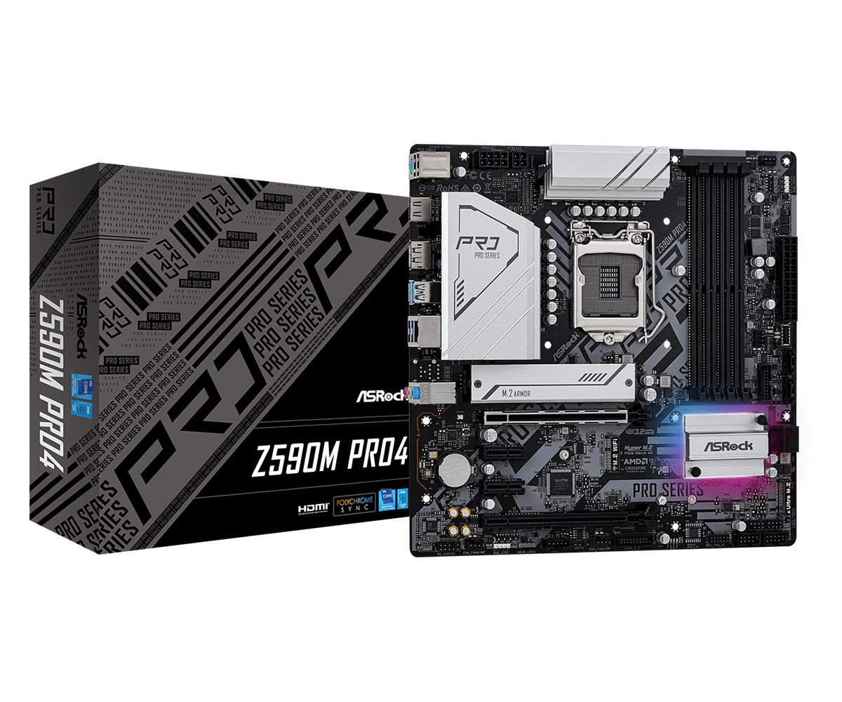 ASRock Z590M PRO4 LGA1200 Z590 128GB DDR4 PCIE HDMI DP MicroATX