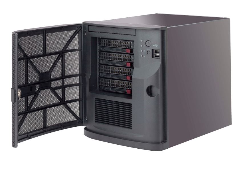 Supermicro CSE-721TQ-350B2, Compact Mini-Tower, 4x HS SATA+2x 2.5" Int Bays, 2x USB2.0(Front),350W