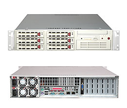 Super 6024H-T, 2x Nocona, 800Mhz, Video, 2x GB Lan, 6x HS/SATA+Raid, DDR(32GB), 2U/500W