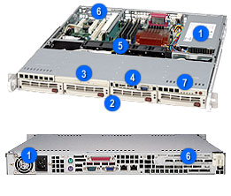 Supermicro SC813MT-410, 1U RM, 4x HS SATA+1x Slim CD&FDD Bays, 410W *DC* P.S