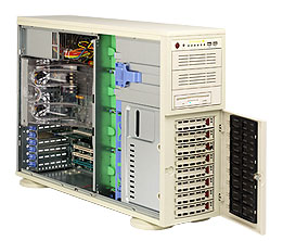 SuperWorkstation 7045A-3, 2x LGA771/QC, PCI-e, 2x GB Lan, 8x HS SAS+Raid, DDR2(32GB), 4U/645W-LN