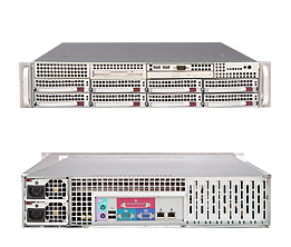 Super 2021M-82R+, 2x Opt/QC, Video, 2x GB Lan, 8x HS SCSI, DDR2(128GB), 2U RM, 700W(1+1)