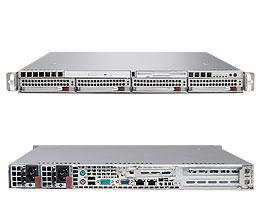 Super 1021M-UR+, 2x Opt/QC, UIO, Video, 2x GB Lan, 4x HS SATA Bays, DDR2(64GB), 1U RM, 650W
