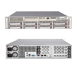 SuperServer 6025B-UR, 2x LGA771/QC, UIO, Video, 2x GB Lan, 8x HS SATA2, FBDDR2(32GB), 2U/700W(1+1)