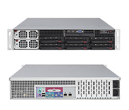 Super 2041M-T2R+, Quad Opt/QC, 2x PCI-e, Video, 2x GB Lan, 6x HS SATA, DDR2(256G), 2U RM, 1200W(1+1)
