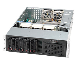Supermicro SC835TQ-R800, 3U RM, 8x HS SAS/SATA2+2x 5.25"+1x Slim CD Bays, 800W(1+1) P.S