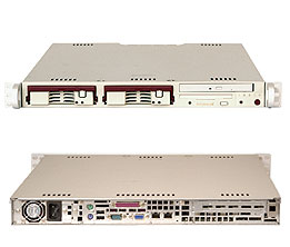 SuperServer 5015M-T+, 3000/QC, 1066Mhz, Video, 2x GB Lan, 2x HS SATA+Raid, DDR2(8GB) 1U, 300W