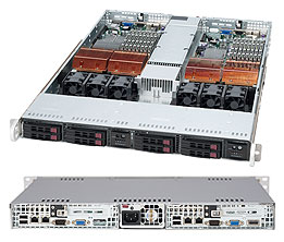 Supermicro SC809TQ-980B, Twin 1U RM, 4+4x HS 2.5" SAS/SATA Bays, Twin LP , 980W P.S