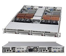 Supermicro SC808T-780B, 1U RM, 4x HS SAS/SATA Bays(2 for each Node), 780W P.S