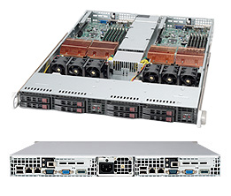 SuperServer 1025TC-T, 2+2 LGA771/QC, Video, 2+2 GB Lan, 8x HS 2.5" SATA, DDR2/48G, Twin 1U/780W