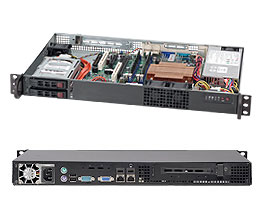 Supermicro SC510T-200, Rear I/O 1U RM(11" Depth), 2x 2.5" HS Bays, 200W(80+), *Low Noise*