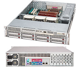Supermicro SC825TQ-R720LP, 2U RM, 8x HS SATA2+1x 5.25"+1x Slim CD Bays, 720W(1+1), 80+ P.S