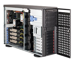 Supermciro SC747TG-R1400-SQ, 4U RM/Tower, 8x HS SAS/SATA+3x 5.25" Ext Bays, SQ, 1400W(1+1), 80+