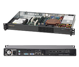 Supermicro SC510L-200, Rear I/O 1U RM(10" Depth), No Exposed/1x 3.5" or 4x 2.5" Int HD Bay,200W, L.N