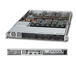 Super 8016B-TF, 4x Xeon® 7500/8C, Video, 2x GB Lan, 3x HS SATA2+R5, IPMI, DDR3(512GB), 1U/1400W(80+)