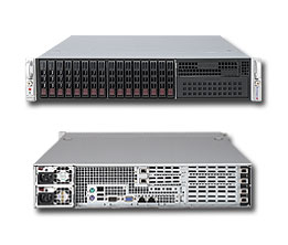 Super 2026T-6RFT+, 2x X8/6C, Video, 1x10GB+2xGB Lan, 16x 2.5" HS SAS2 , IPMI, D3/192GB,2U/R920W/80+