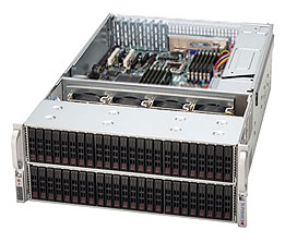 Supermicro SC417E16-R1400LP, 4U RM, 72x (48 front+24 rear) 2.5" HS Bays, 1x E16/SAS2, 1400W(1+1),80+